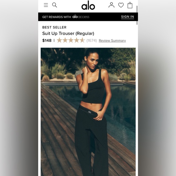 ALO Yoga Pants - ALO Yoga Black Wide-Leg Trousers